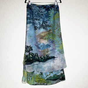 Wearable Art Silk and cotton Layered Long Skirt Size M RARE